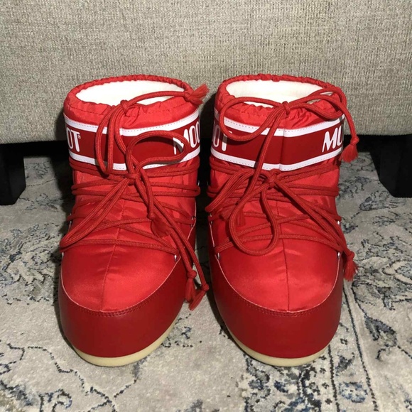 Moon Boots Icon Low Red Nylon Boots - Picture 5 of 9